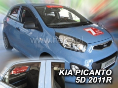 Deflektory na Kia Picanto II, 5-dverová (+zadné), r.v.: 2011 - 2017 (20151)