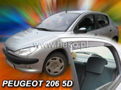 Deflektory na Peugeot 206, 5-dverová (+zadné), r.v.: 1998 - 2012 (26113)