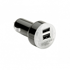 Dvojitá USB nabíjačka do autozapaľovača 12V/24V, čierna (USB100B)