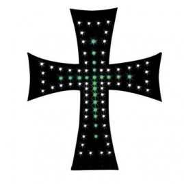 Dekorácia - svetelný kríž bielo/zelený 24V (98552)