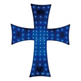 Dekorácia - svetelný kríž modrý 24V (96972)