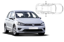 Slnečné clony na okná - VW Golf Sportsvan (2014-) - Len na bočné stahovacie sklá (VW-GOSV-5-G/18)