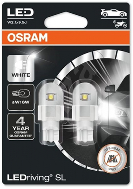 OSRAM LedRiving Cool White W16W 12V 2W (16W) W2.1x9.5d 6000K 2ks (OS 921DWP-02B)
