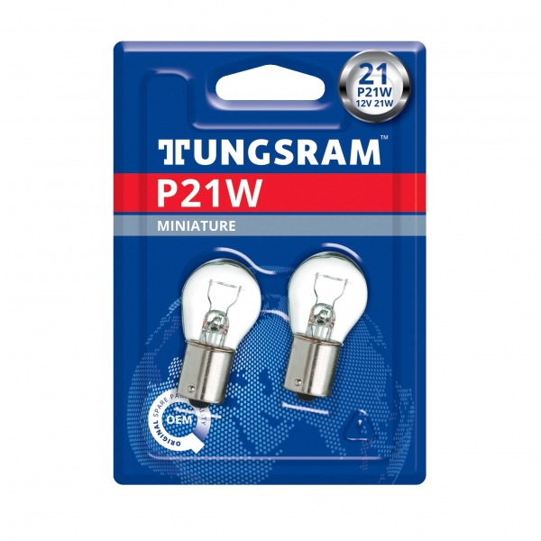 Tungsram žiarovky P21W 12V 21W BA15s Standard 2ks