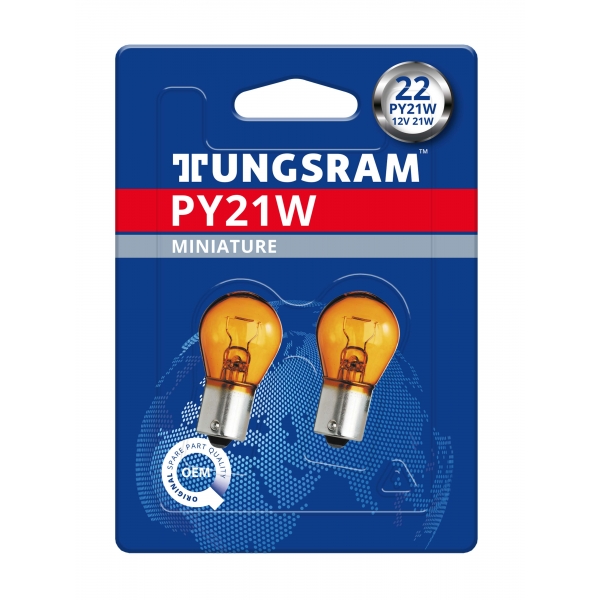 Tungsram žiarovky PY21W 12V 21W BAU15s Oranžové 2ks