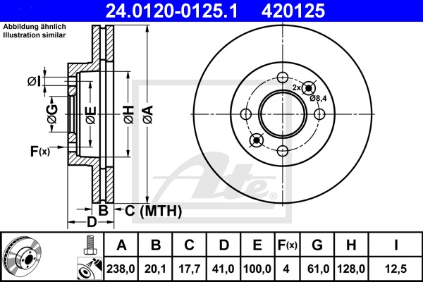 Brzdový kotúč CONTINENTAL TEVES (ATE) (24.0120-0125.1)