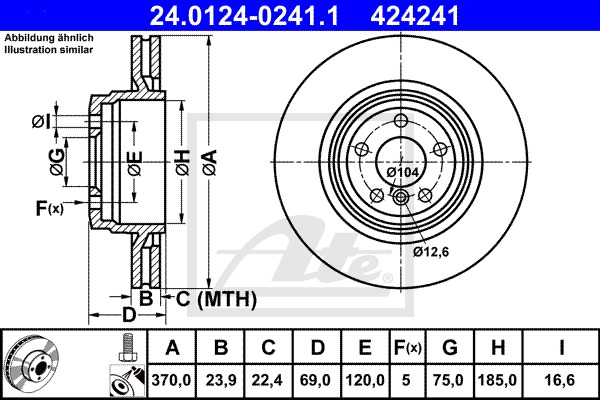 Brzdový kotúč CONTINENTAL TEVES (ATE) (24.0124-0241.1)