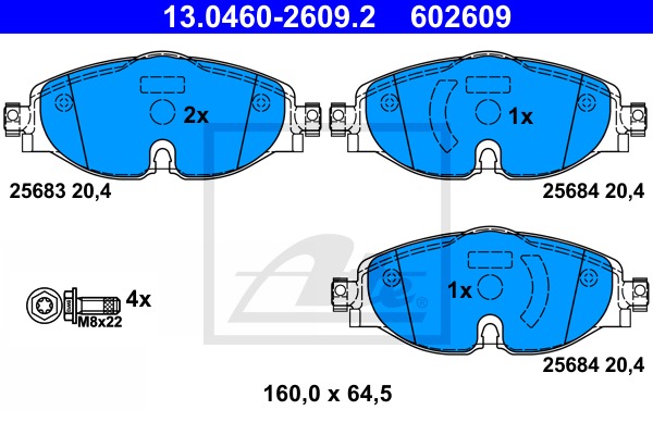 Sada brzdových platničiek kotúčovej brzdy CONTINENTAL TEVES (ATE) (13.0460-2609.2)
