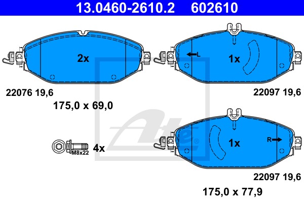 Sada brzdových platničiek kotúčovej brzdy CONTINENTAL TEVES (ATE) (13.0460-2610.2)