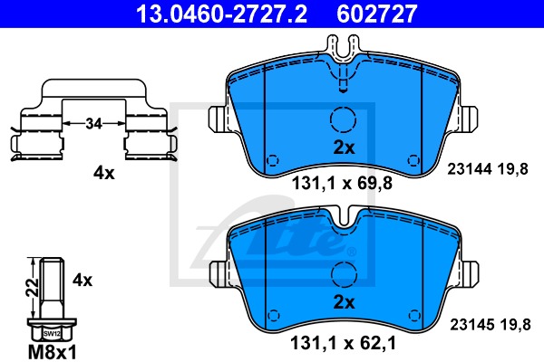 Sada brzdových platničiek kotúčovej brzdy CONTINENTAL TEVES (ATE) (13.0460-2727.2)