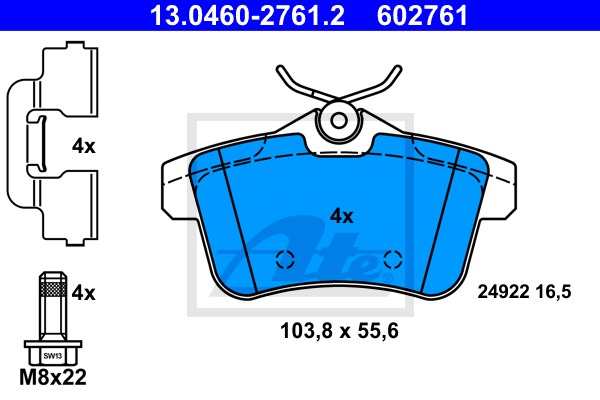 Sada brzdových platničiek kotúčovej brzdy CONTINENTAL TEVES (ATE) (13.0460-2761.2)