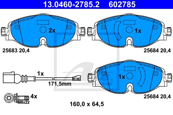 Sada brzdových platničiek kotúčovej brzdy CONTINENTAL TEVES (ATE) (13.0460-2785.2)