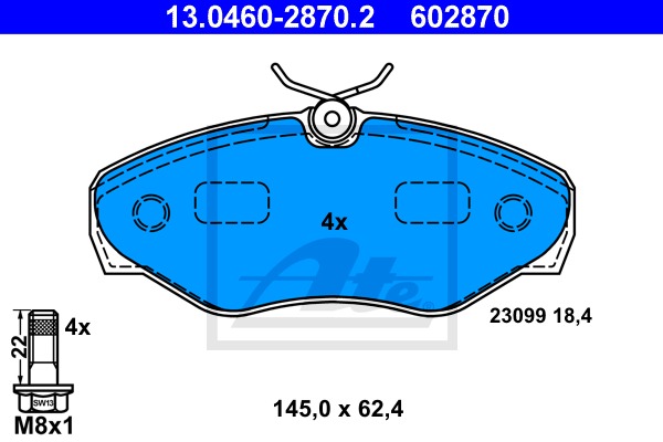 Sada brzdových platničiek kotúčovej brzdy CONTINENTAL TEVES (ATE) (13.0460-2870.2)
