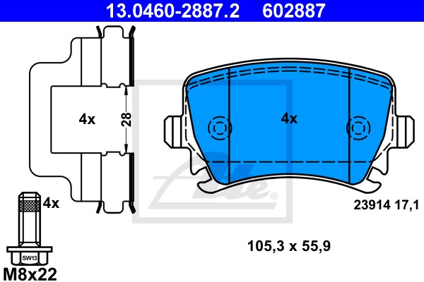 Sada brzdových platničiek kotúčovej brzdy CONTINENTAL TEVES (ATE) (13.0460-2887.2)