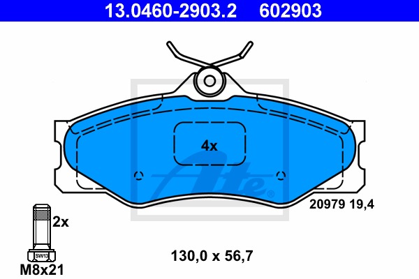 Sada brzdových platničiek kotúčovej brzdy CONTINENTAL TEVES (ATE) (13.0460-2903.2)