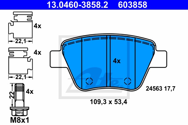 Sada brzdových platničiek kotúčovej brzdy CONTINENTAL TEVES (ATE) (13.0460-3858.2)