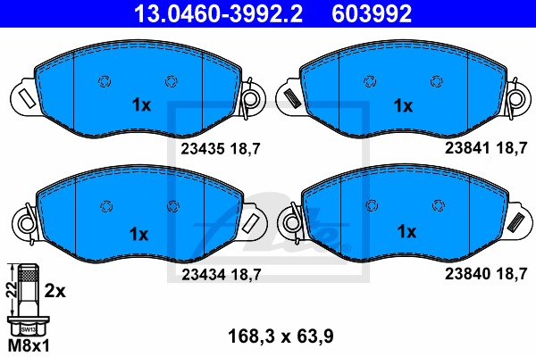 Sada brzdových platničiek kotúčovej brzdy CONTINENTAL TEVES (ATE) (13.0460-3992.2)