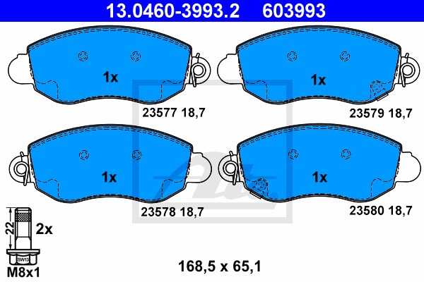Sada brzdových platničiek kotúčovej brzdy CONTINENTAL TEVES (ATE) (13.0460-3993.2)