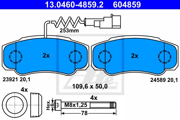 Sada brzdových platničiek kotúčovej brzdy CONTINENTAL TEVES (ATE) (13.0460-4859.2)