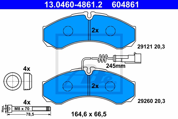 Sada brzdových platničiek kotúčovej brzdy CONTINENTAL TEVES (ATE) (13.0460-4861.2)
