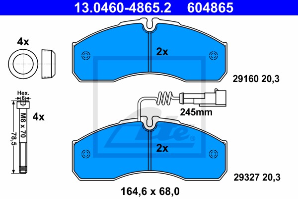 Sada brzdových platničiek kotúčovej brzdy CONTINENTAL TEVES (ATE) (13.0460-4865.2)
