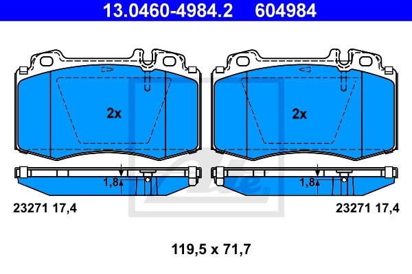 Sada brzdových platničiek kotúčovej brzdy CONTINENTAL TEVES (ATE) (13.0460-4984.2)