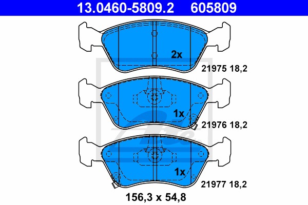 Sada brzdových platničiek kotúčovej brzdy CONTINENTAL TEVES (ATE) (13.0460-5809.2)