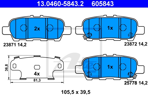 Sada brzdových platničiek kotúčovej brzdy CONTINENTAL TEVES (ATE) (13.0460-5843.2)