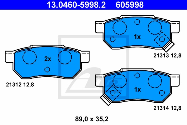Sada brzdových platničiek kotúčovej brzdy CONTINENTAL TEVES (ATE) (13.0460-5998.2)
