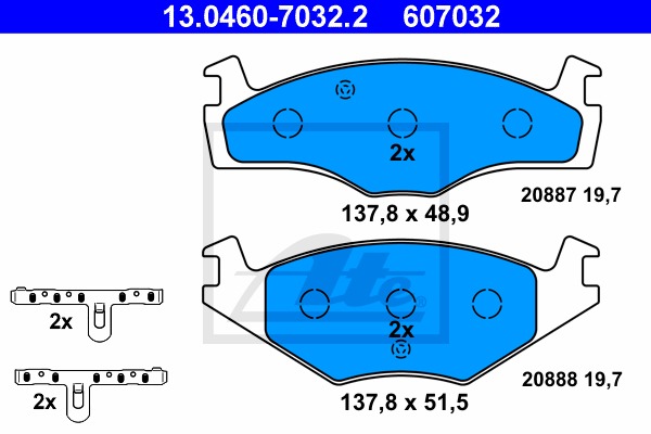 Sada brzdových platničiek kotúčovej brzdy CONTINENTAL TEVES (ATE) (13.0460-7032.2)