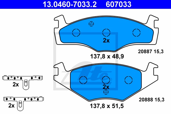 Sada brzdových platničiek kotúčovej brzdy CONTINENTAL TEVES (ATE) (13.0460-7033.2)