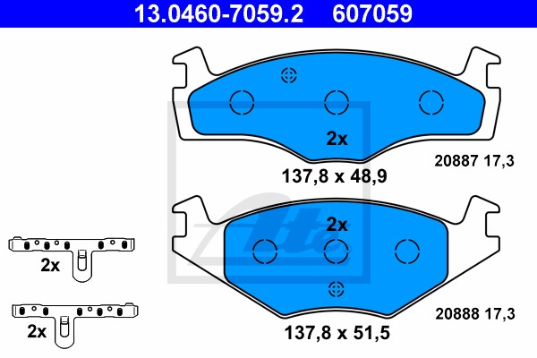 Sada brzdových platničiek kotúčovej brzdy CONTINENTAL TEVES (ATE) (13.0460-7059.2)