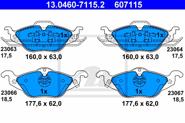 Sada brzdových platničiek kotúčovej brzdy CONTINENTAL TEVES (ATE) (13.0460-7115.2)