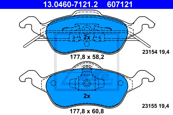 Sada brzdových platničiek kotúčovej brzdy CONTINENTAL TEVES (ATE) (13.0460-7121.2)