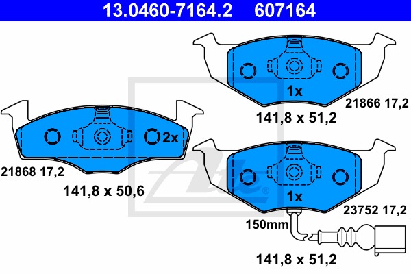 Sada brzdových platničiek kotúčovej brzdy CONTINENTAL TEVES (ATE) (13.0460-7164.2)