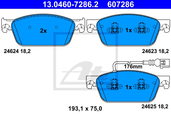 Sada brzdových platničiek kotúčovej brzdy CONTINENTAL TEVES (ATE) (13.0460-7286.2)