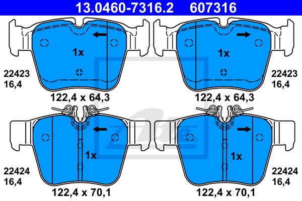 Sada brzdových platničiek kotúčovej brzdy CONTINENTAL TEVES (ATE) (13.0460-7316.2)