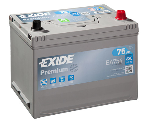 Autobaterie EXIDE Premium 75Ah, 630A, 12V, EA754 (EA754)