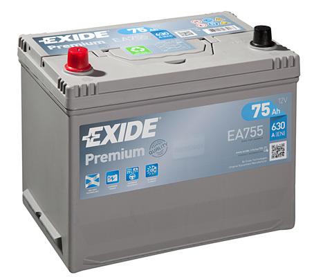 Autobaterie EXIDE Premium 75Ah, 630A, 12V, EA755 (EA755)