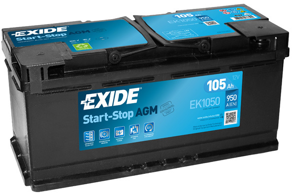 Autobaterie EXIDE Start-Stop AGM 105Ah, 950A, 12V, EK1050 (EK1050)