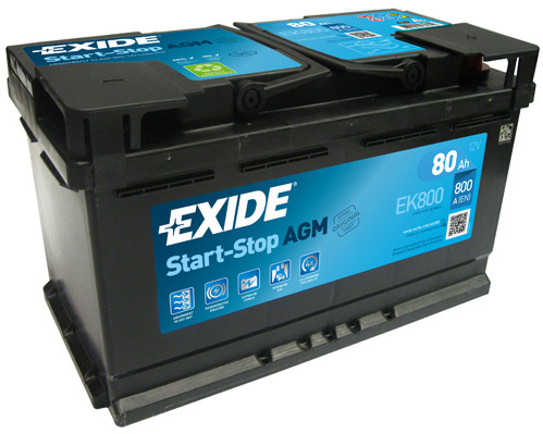 Autobatéria EXIDE Start-Stop AGM 80Ah, 800A, 12V, EK800 (EK800)