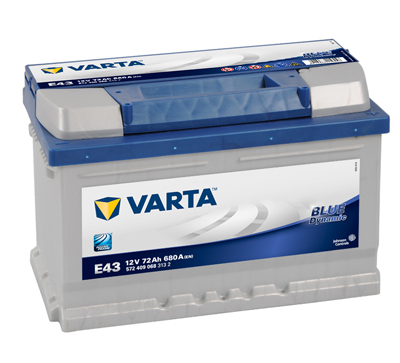 Autobaterie VARTA BLUE Dynamic 72Ah, 680A, 12V, E43, 572409068 (5724090683132)