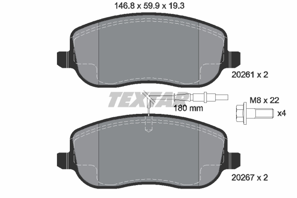 Sada brzdových platničiek kotúčovej brzdy TEXTAR (2026101)