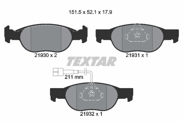 Sada brzdových platničiek kotúčovej brzdy TEXTAR (2193002)