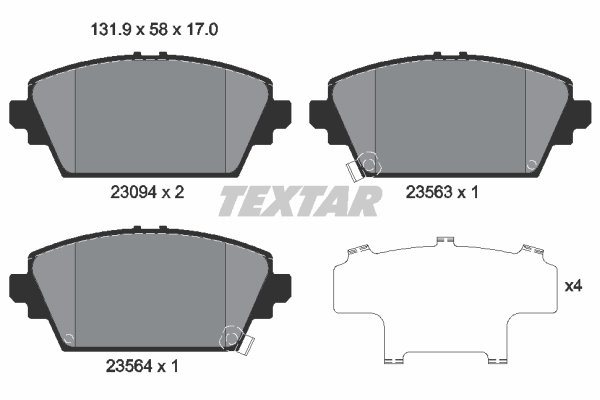Sada brzdových platničiek kotúčovej brzdy TEXTAR (2309401)