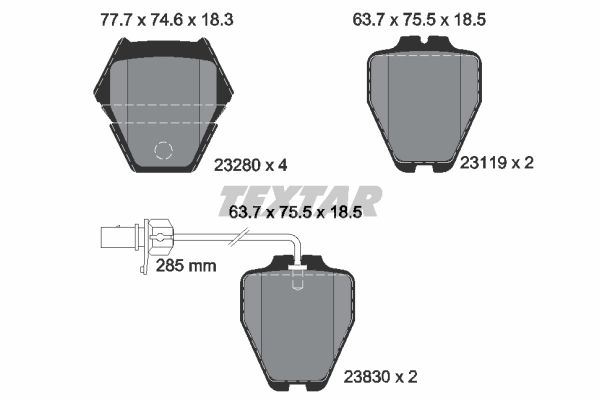 Sada brzdových platničiek kotúčovej brzdy TEXTAR (2328001)
