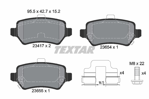 Sada brzdových platničiek kotúčovej brzdy TEXTAR (2341703)