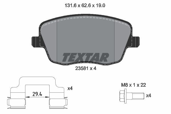 Sada brzdových platničiek kotúčovej brzdy TEXTAR (2358101)