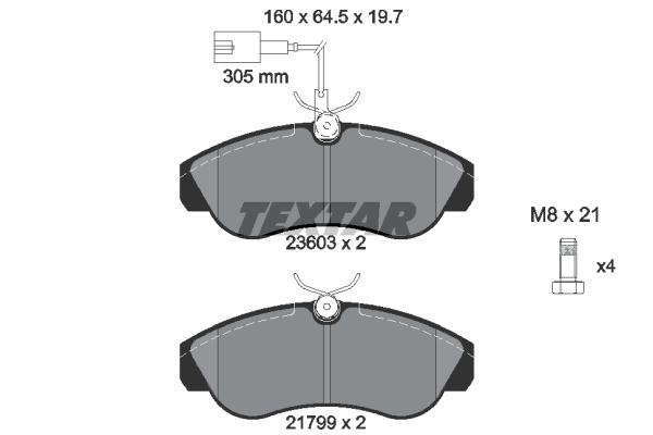 Sada brzdových platničiek kotúčovej brzdy TEXTAR (2360301)