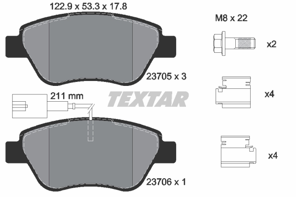 Sada brzdových platničiek kotúčovej brzdy TEXTAR (2370502)
